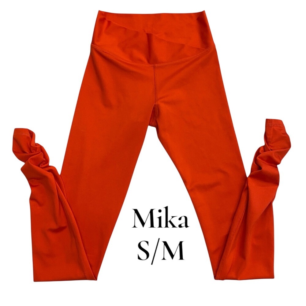 Mika High Waisted Orange Ruched Leggings Athleisure Workout Activewear S/M Yoga